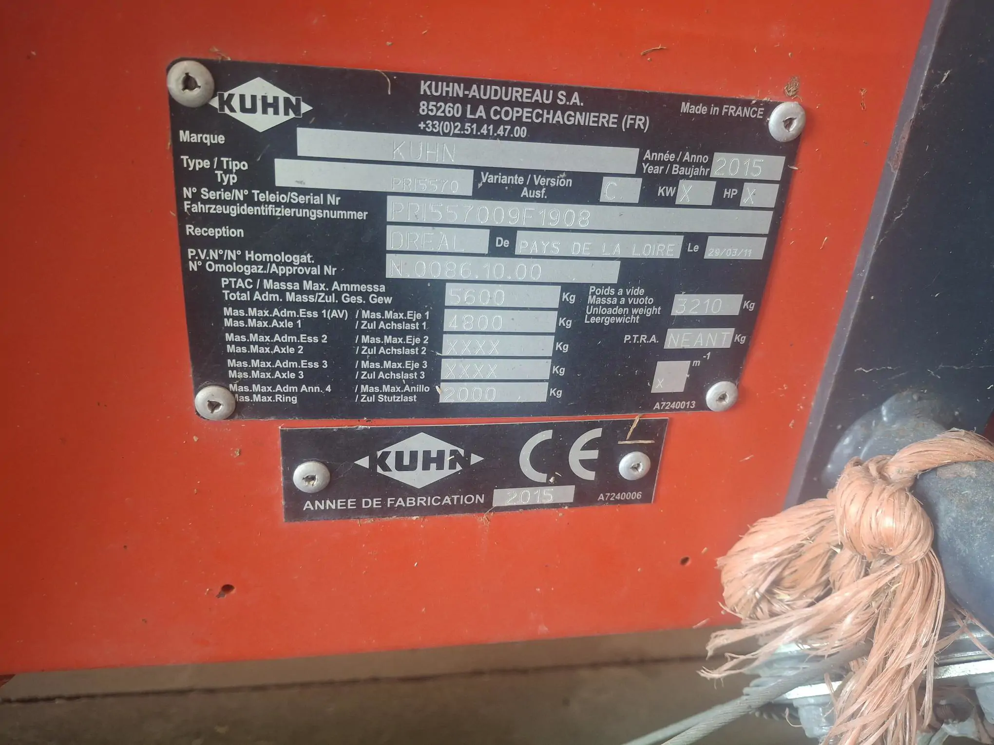 Image KUHN PAILLEUSE PRIMOR 5570 M