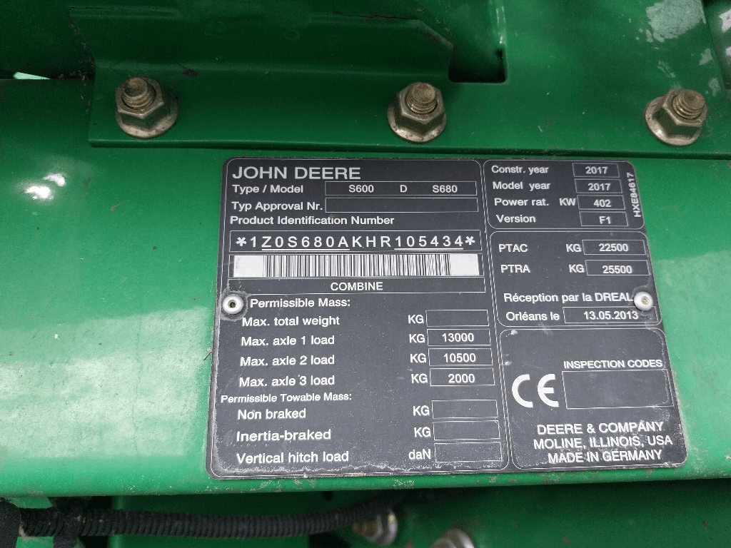 Image JOHN DEERE S680 SA1673066