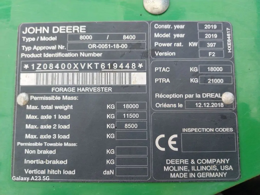 Image JOHN DEERE ENSILEUSE 8400