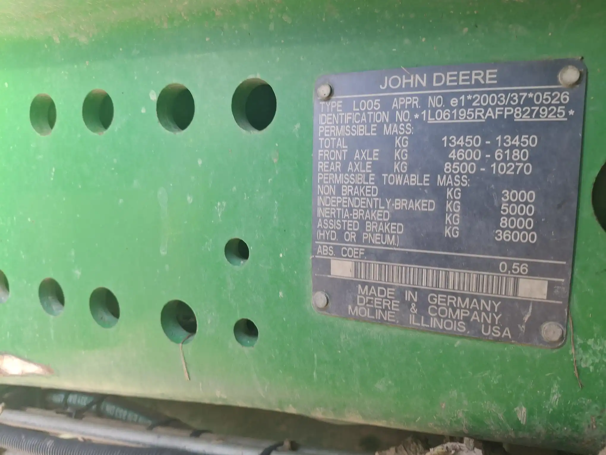Image JOHN DEERE TRACTEUR JOHN DEERE 6195R